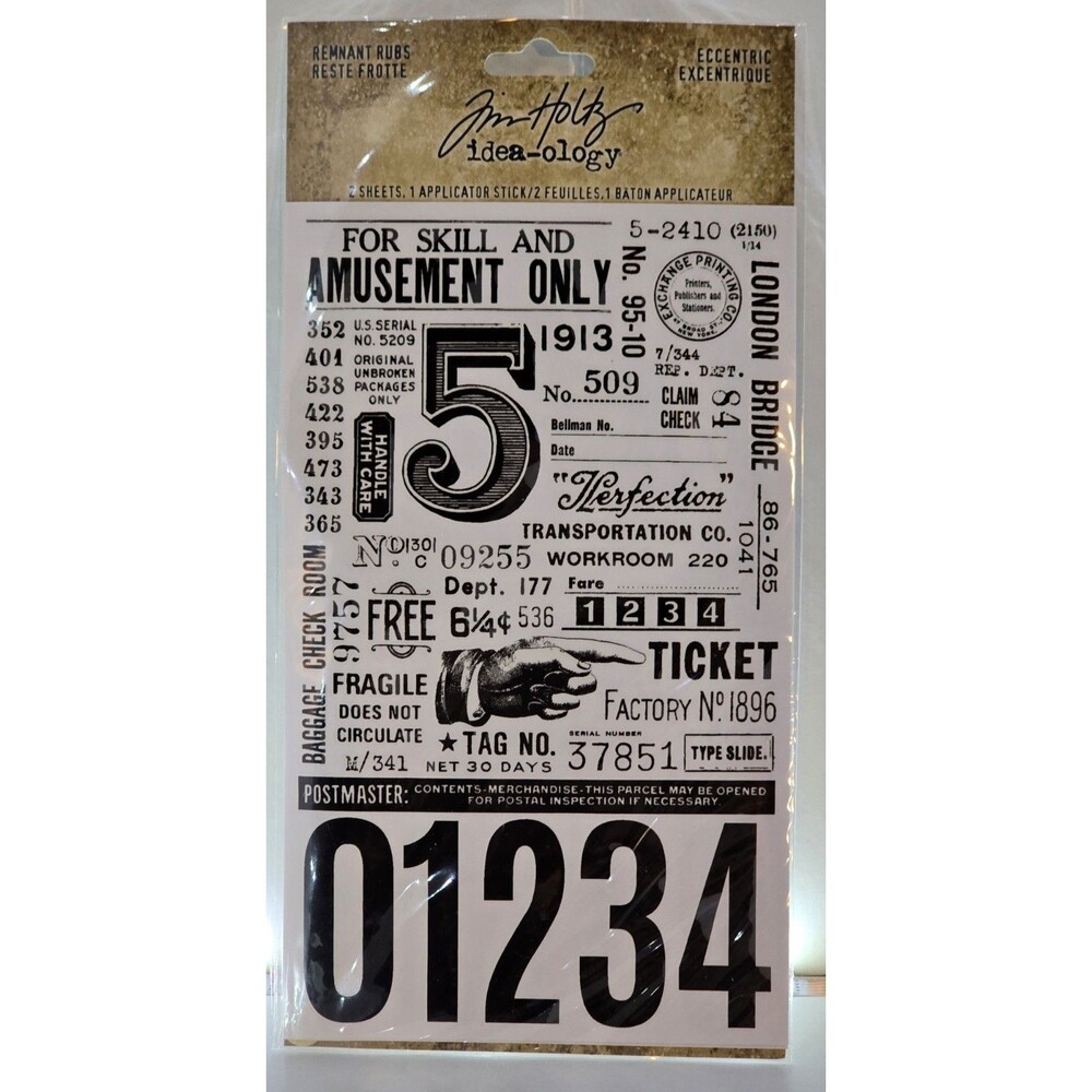 Tim Holtz Idea-ology Eccentric Remnant Rubs TH94237 Transfers 2 Sheets New